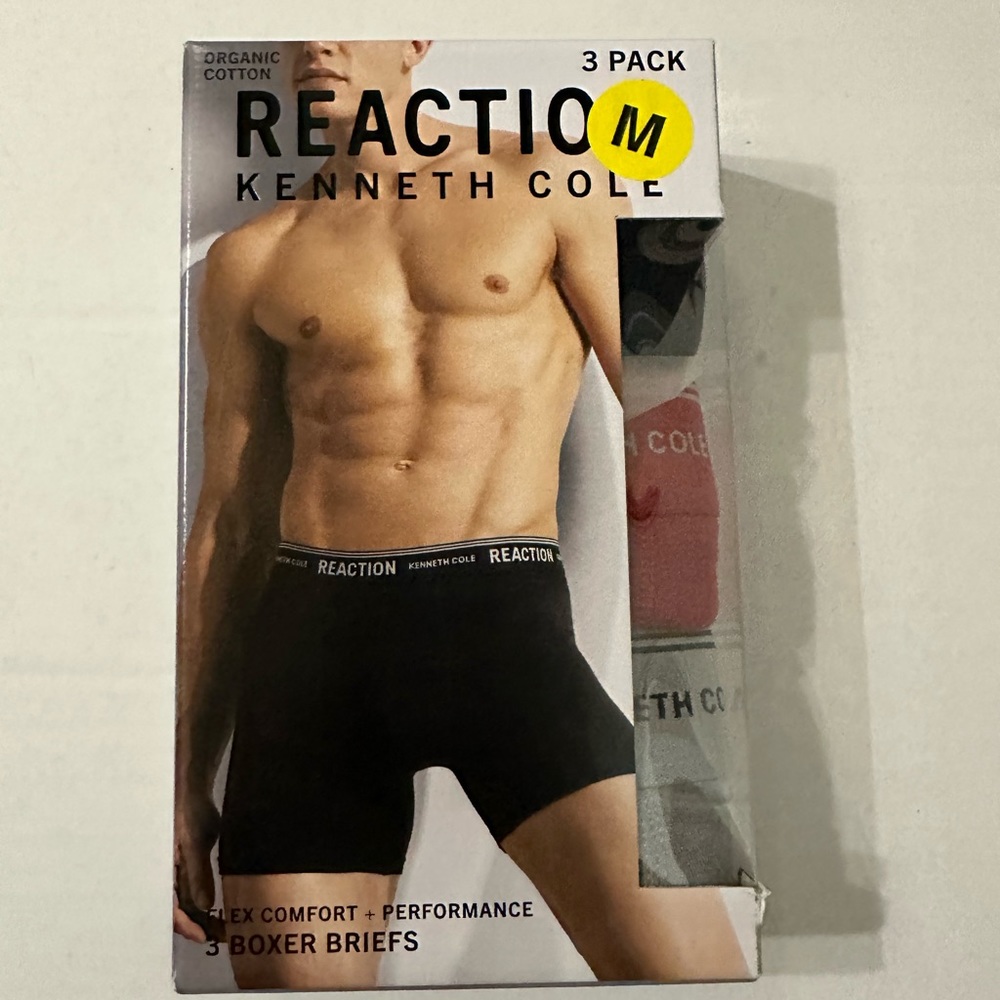 Kenneth Cole Boxer Briefs Men's Sz M Black Red Gray 3 Piece Cotton Underwear NWT